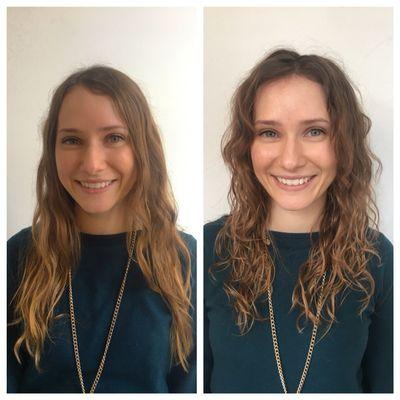 Adding layers, fullness and waves with the right products.  Hair by Ellie.