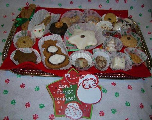 Don't forget Cookies!  These are just some of the decorated dog treats we make daily since 2004.