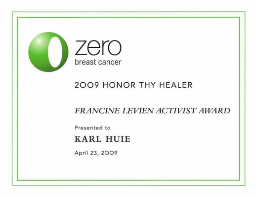 Zero Breast Cancers, Francine Levine Activist Award