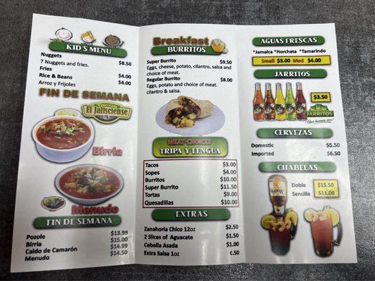 Menu side 2