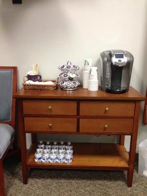 complimentary coffee, tea and water.