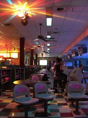 Trippy bowling lights on a friday night