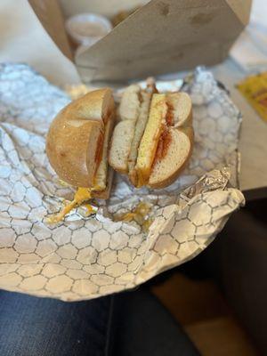 Egg and Cheese Sandwich with latke