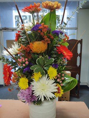 Mixed Bouquet n White Container !