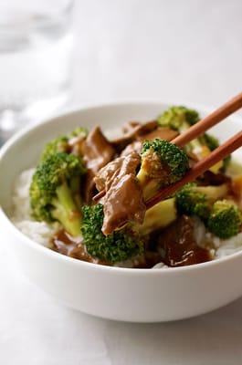 Beef brocoli with steam rice