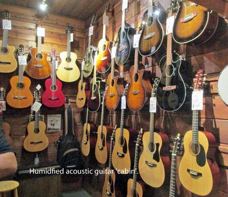 Our 'Acoustic Cabin' is fully loaded with new and used guitars, classics, 12-strings, mandolins, acoustic basses, and more.