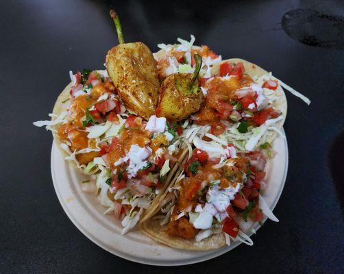 Fish Tacos and Roasted Chilies