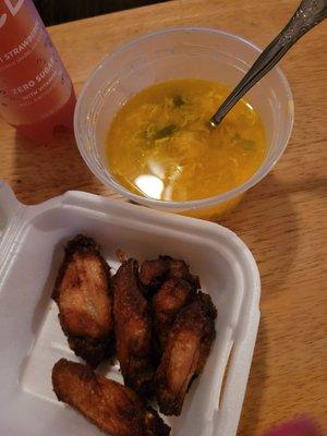 Regular wings and egg drop soup