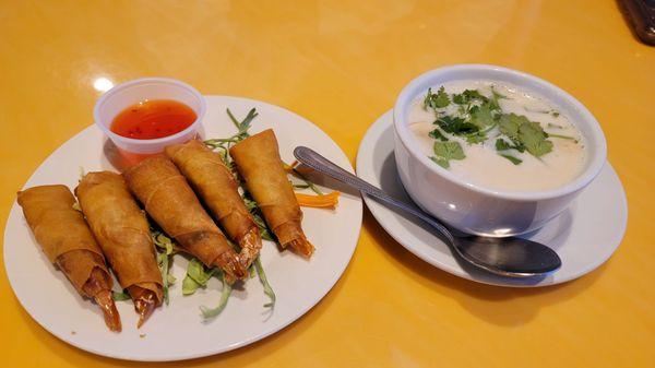 Shrimp blankets and Tom Ka Kai soup