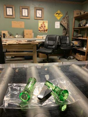 In the duck call room, assembling our call!