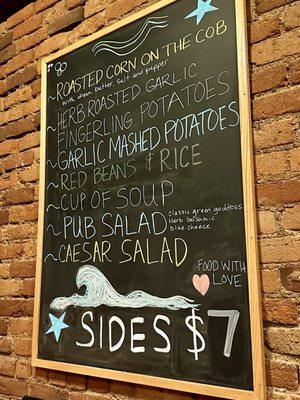 Sides menu board, December 2023