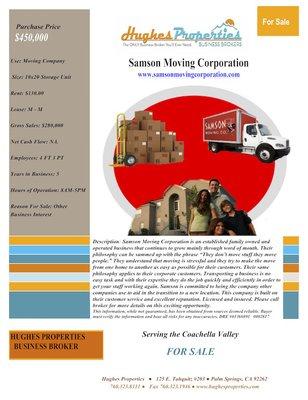 Samson Moving Corporation #palmsprings #businessforsale