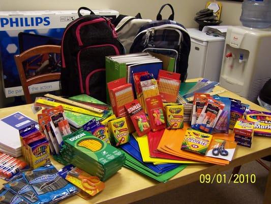 Thanks to everyone for our successful Back-to-School supply drive.  Great donations!