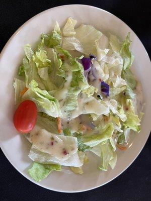 Tossed salad (comp with entree) with creamy Italian