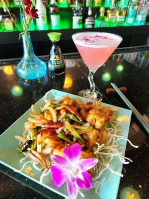 Kyoto Style Chicken, Cherry blossom cocktail