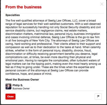 When you call to ask for personal injury- listed their legal offering- you discover they misrepresent their legal reach in advertisements.