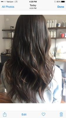 Cool brown highlights on dark brown straight hair!