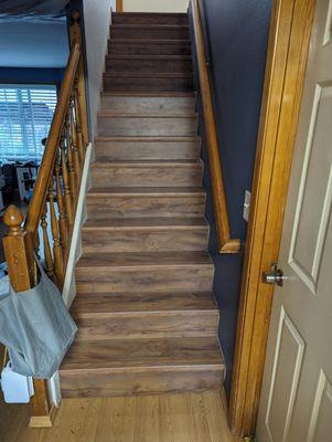 Laminate replacement of carpet on stairs.