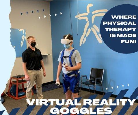 Check out our PT Tom making physical therapy fun! Virtual Reality goggles can be incorporated into physical therapy exercises!