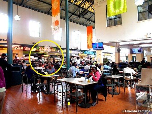 BEST FOOD SALAD BAR (pay-per-pound buffet at Jamaica Market Food Court. Queens, NY. Dr. Takeshi Yamada & Seara (Coney Island sea rabbit).