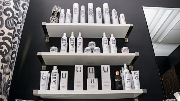 Unite Hair Product shelves