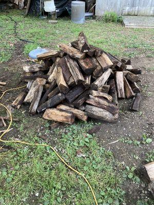 Here is a pile of unusable water-logged wood that the owner refused to replace. Being stored on their pavement MEANS NOTHING.