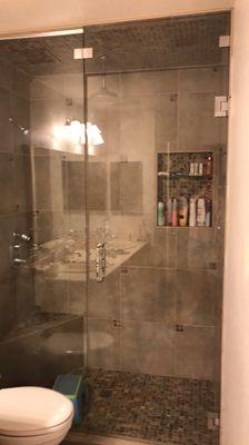 3/8" heavy frameless glass shower enclosure