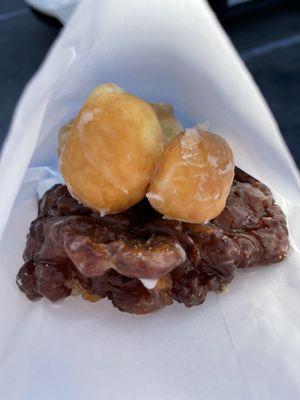 Apple Fritter with free donut holes