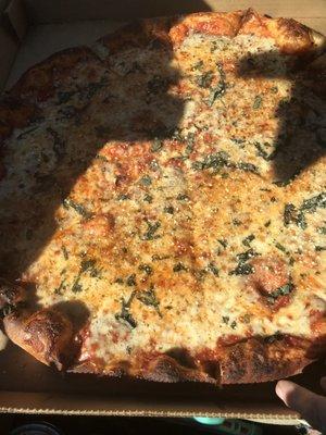 Cheese and basil pizza.