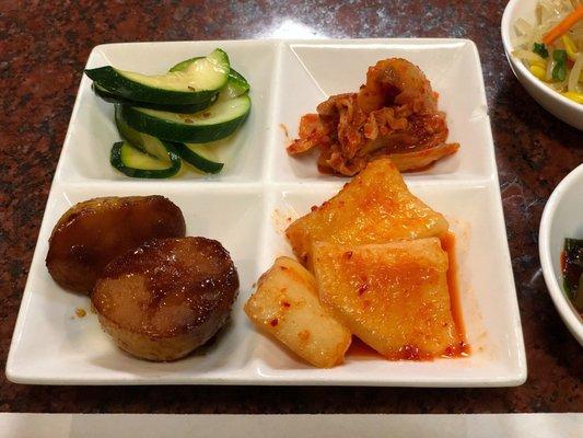 Cucumber, Kimchi, Pickled Radish and Sweet Potato