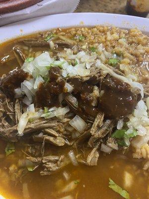 Birria combo with a side spicy birria sauce that is delicious!