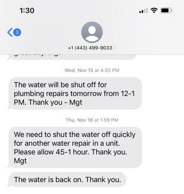 Water shut off notice ..again