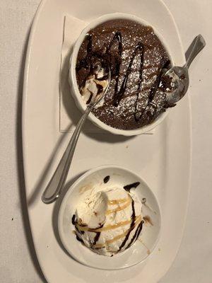 Flourless chocolate cake with vanilla bean ice cream