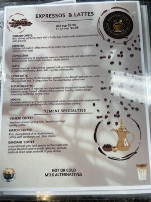 Really interesting menu and lovely desserts to join the coffee. This is their special menu