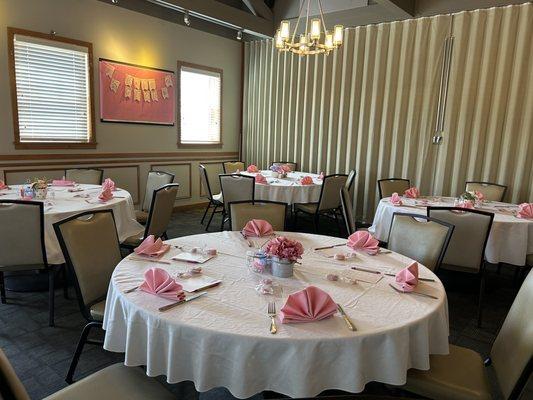 Banquet room for our baby shower