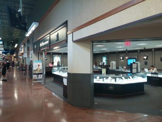 Inside of Frys signature market place in front of check out lines