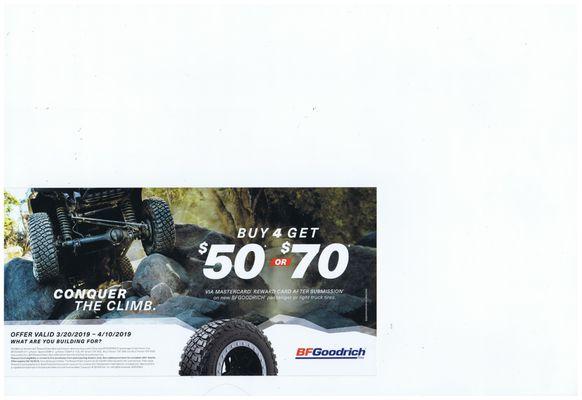 BFGoodrich rebate going on until 4-10-19