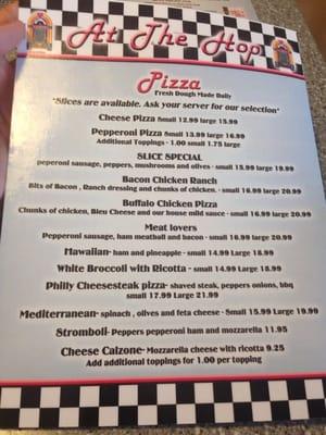 Pizza Menu