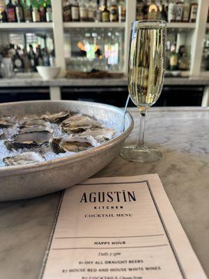 oysters and champagne at Agustin