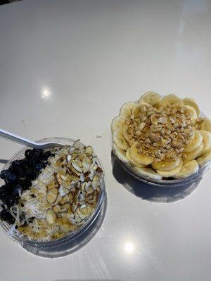 Almond Joy Bowl and Peanut Butter Acai Bowl