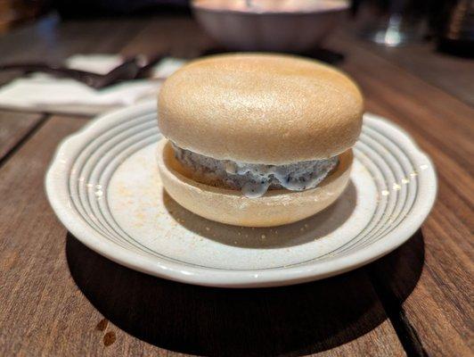 Omakase 6 of 6: rice wafer sesame ice cream sandwich