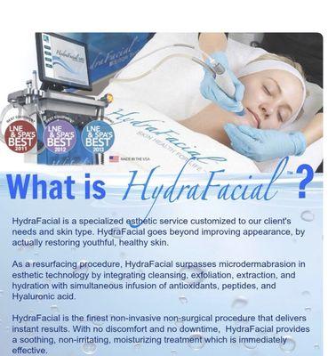 I offer Hydrafacial at Aesthetics by Tati