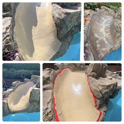 Another slide repaired! Sanded, epoxied, painted and clear coated this rock slide and brought it back to life!