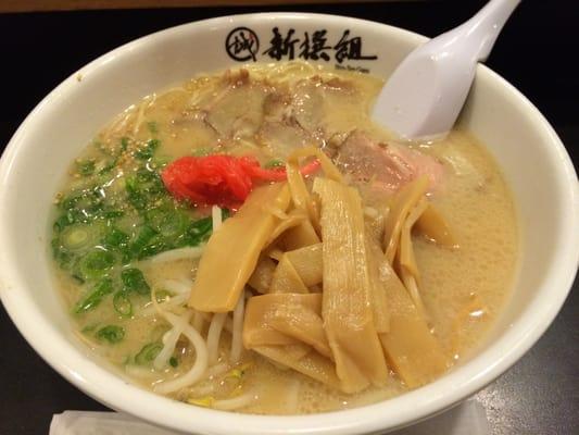 Cha Shu Ramen Soup with bamboo strips and other favorite toppings