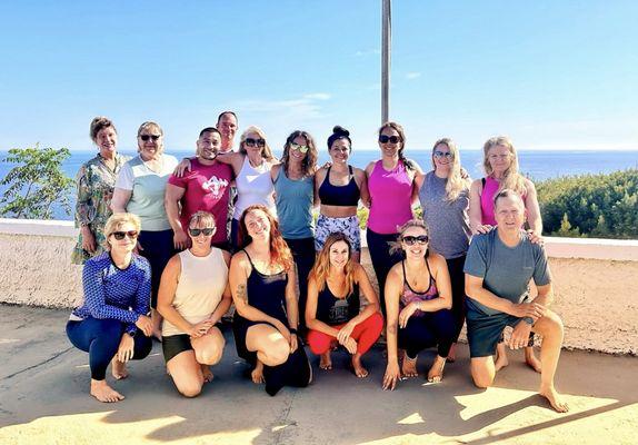 Group shot after our morning Yin class in Greece