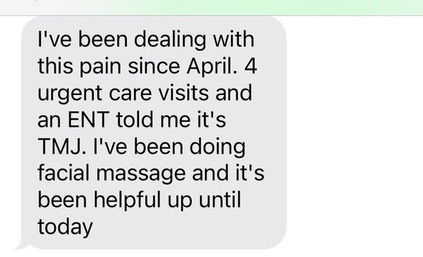 Text message to me from a client of mine who I referred over.