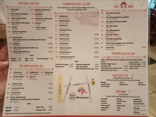 Menu as of October 2022 - 2