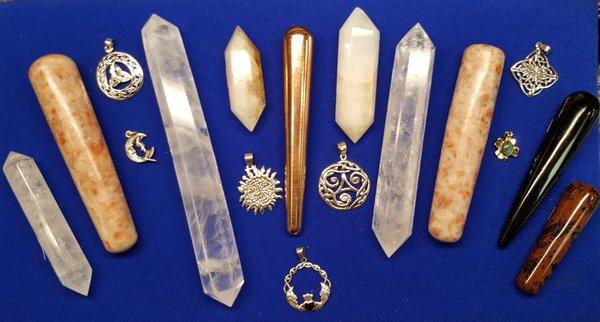 Gemstone wands and Celtic Pendants in Sterling Silver