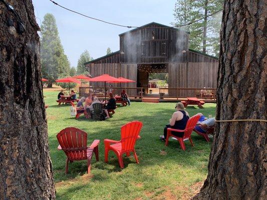 Lawn area and barn