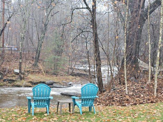 Seats by the stream